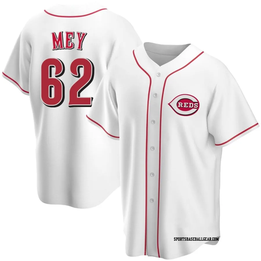 Luis Mey Youth Cincinnati Reds White Replica Home Jersey