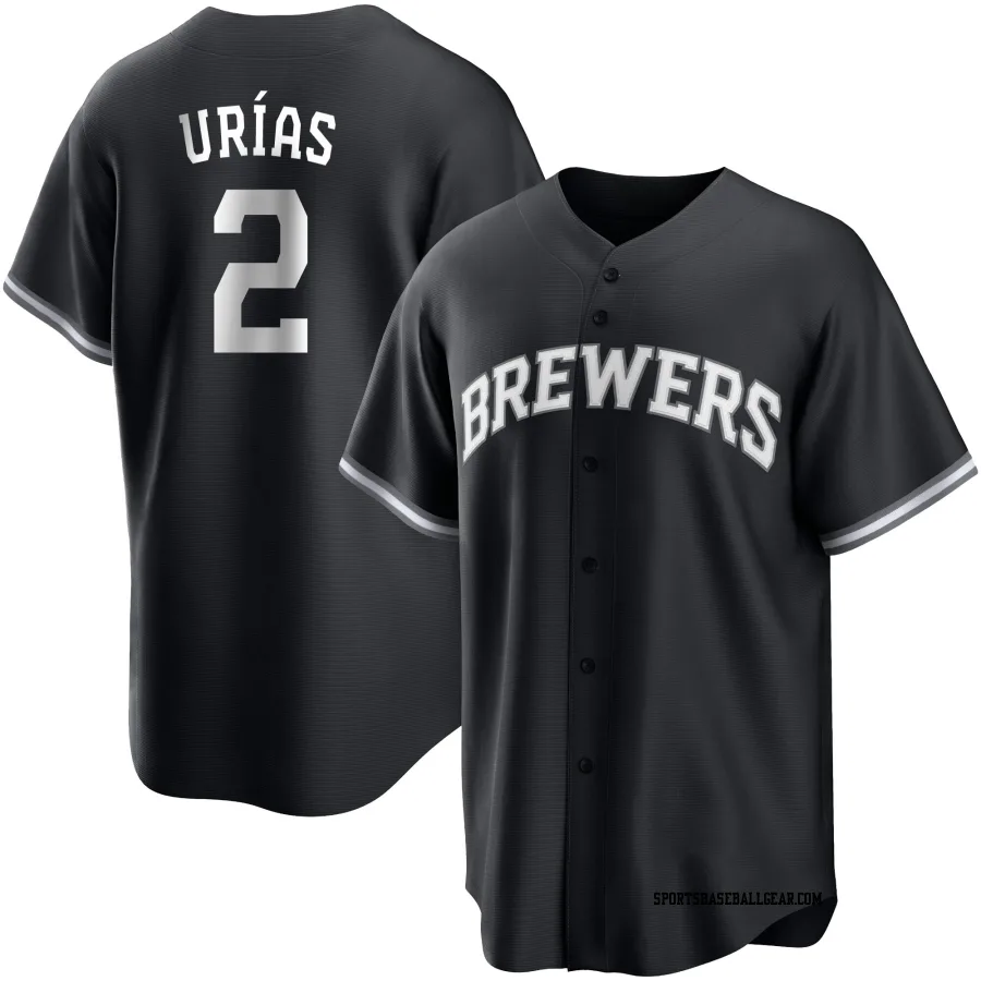 Luis Urias Men's Milwaukee Brewers Black/White Replica Jersey