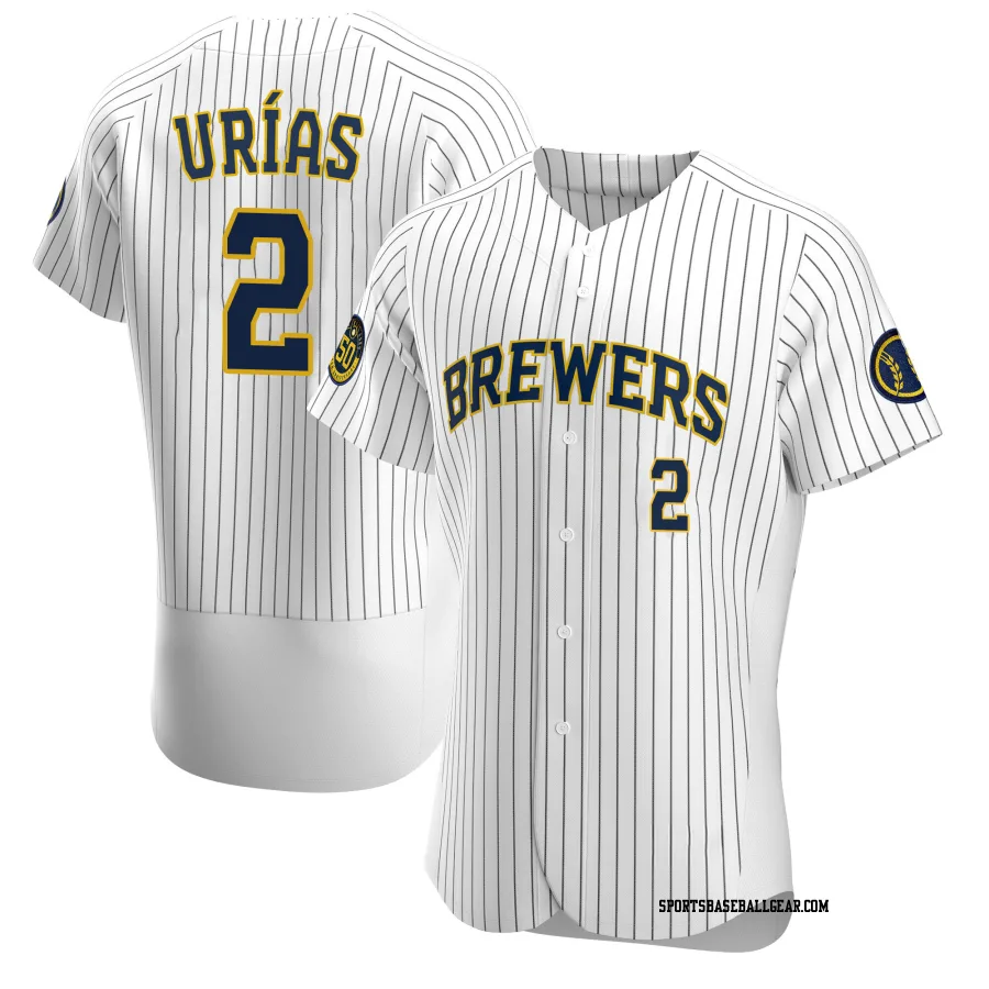 Luis Urias Men's Milwaukee Brewers White Authentic Alternate Jersey