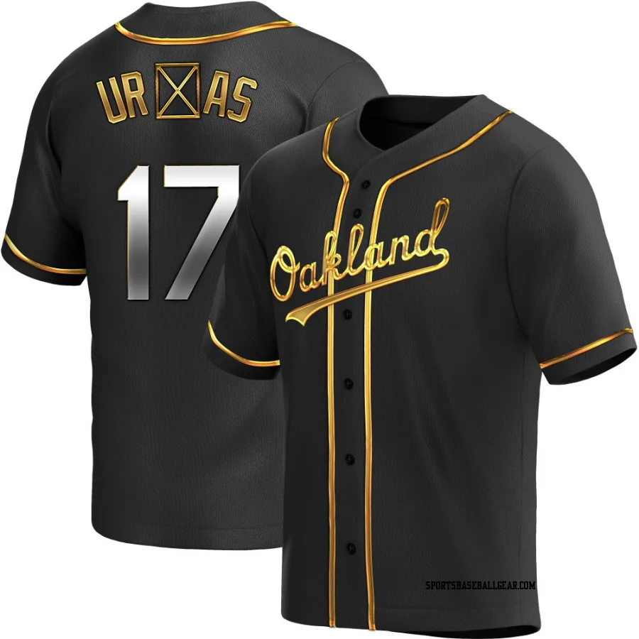 Luis Urias Men's Oakland Athletics Black Golden Replica Alternate Jersey