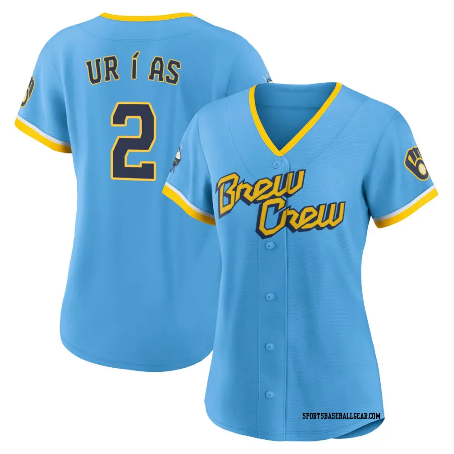 Luis Urias Women's Milwaukee Brewers Blue Replica Powder 2022 City Connect Jersey