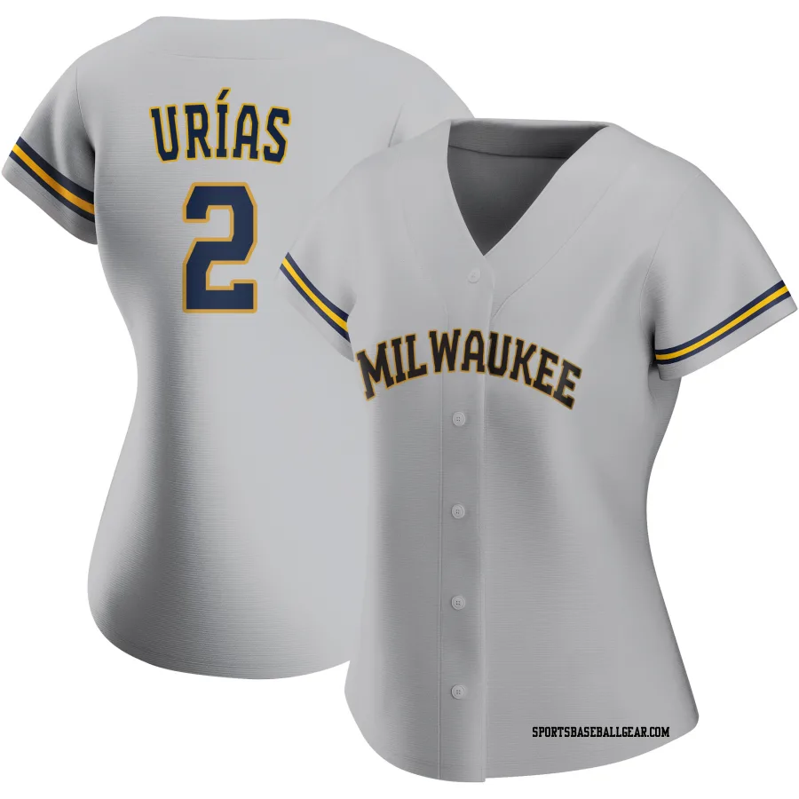 Luis Urias Women's Milwaukee Brewers Gray Authentic Road Jersey