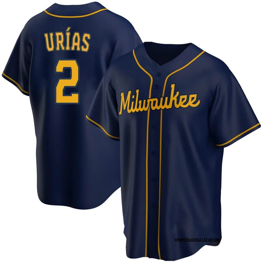 Luis Urias Youth Milwaukee Brewers Navy Replica Alternate Jersey