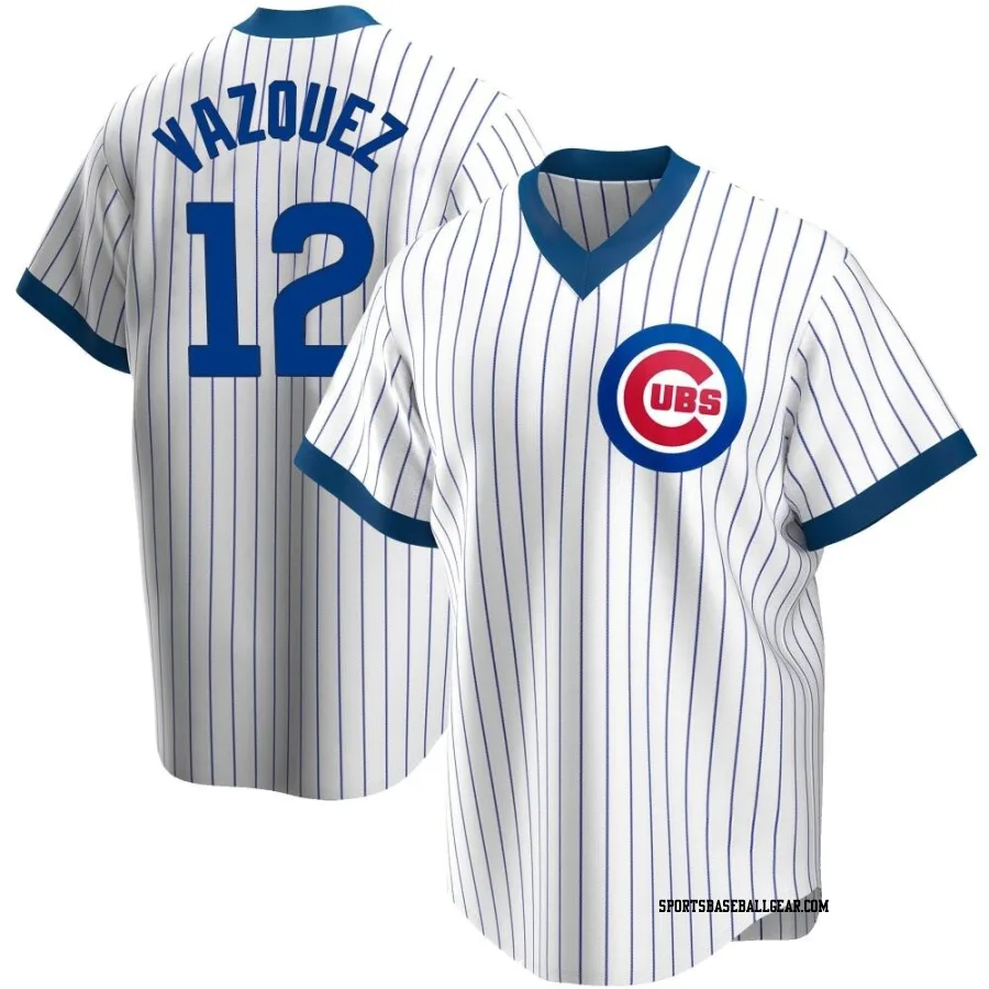 Luis Vazquez Men's Chicago Cubs White Replica Home Cooperstown Collection Jersey