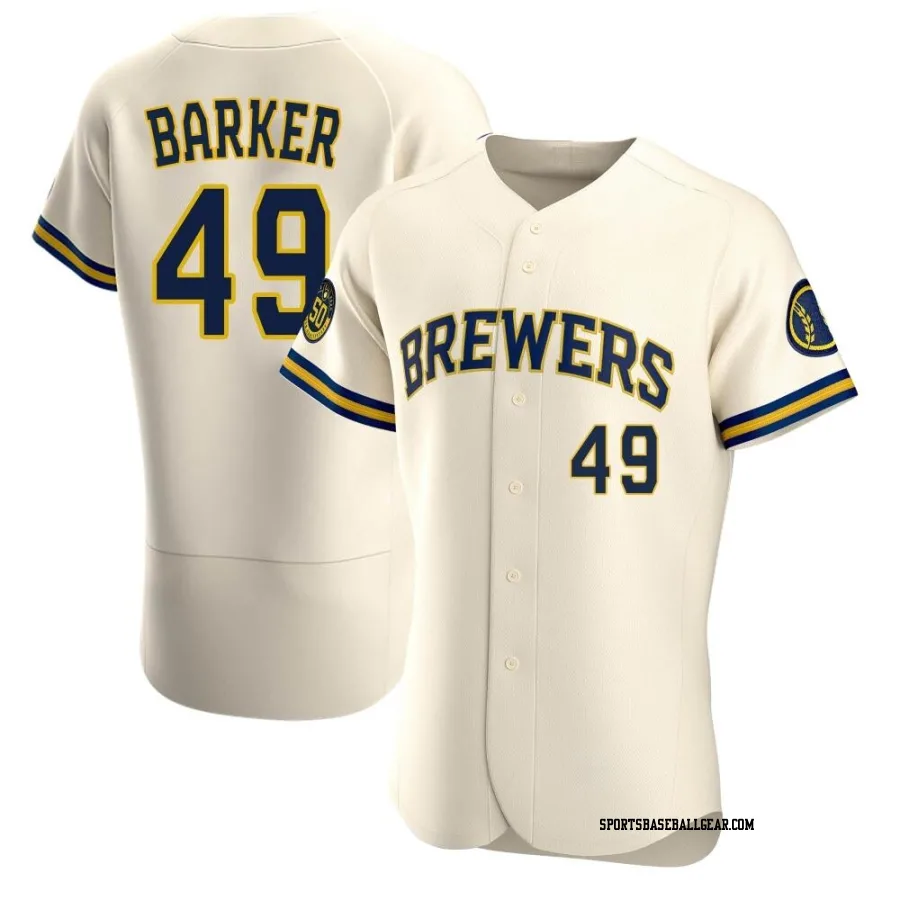 Luke Barker Men's Milwaukee Brewers Cream Authentic Home Jersey
