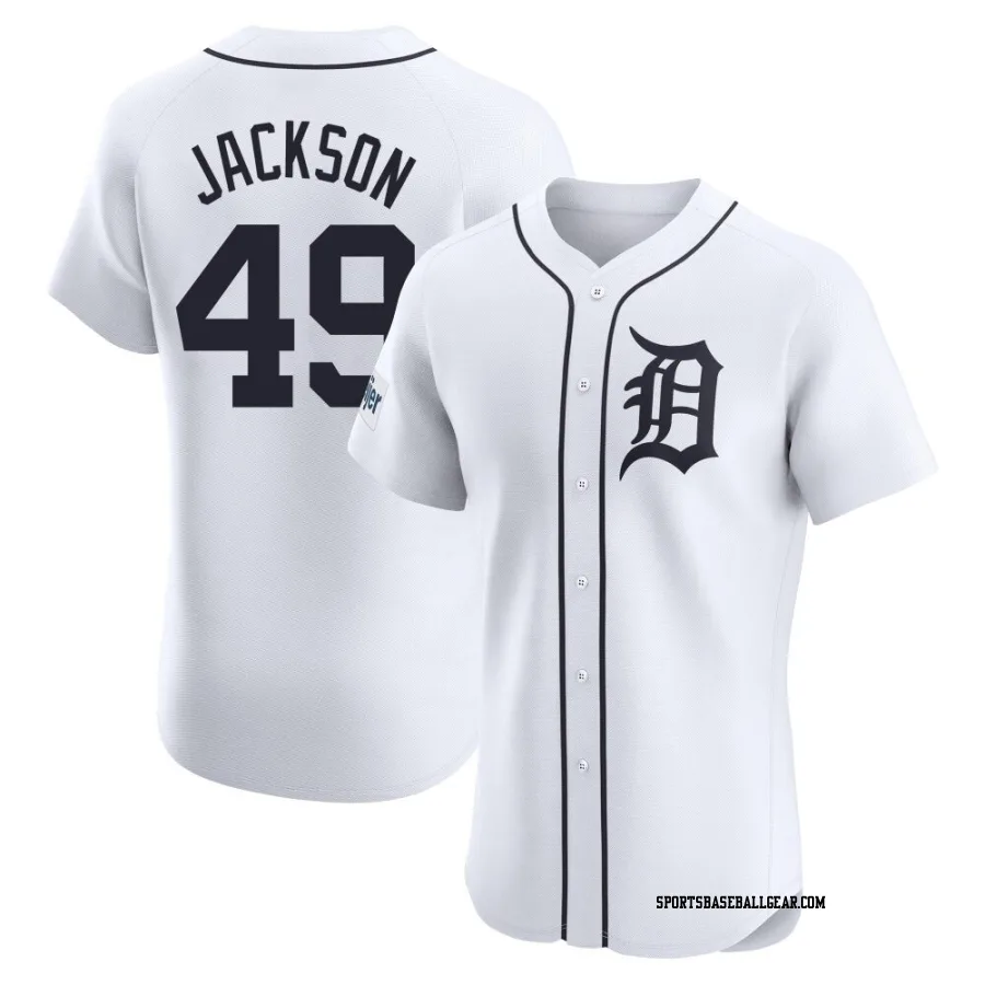 Luke Jackson Men's Detroit Tigers White Elite Home Patch Jersey