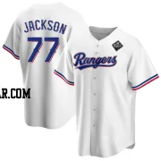 Luke Jackson Men's Texas Rangers White Replica Home 2023 World Series Jersey