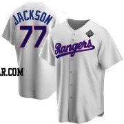 Luke Jackson Men's Texas Rangers White Replica Home Cooperstown Collection 2023 World Series Jersey