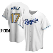 Luke Maile Men's Kansas City Royals Gold Replica White Home Jersey
