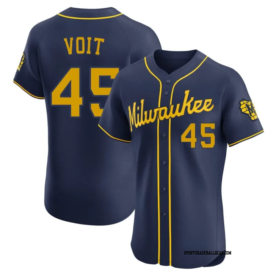 Luke Voit Men's Milwaukee Brewers Navy Elite Alternate Jersey