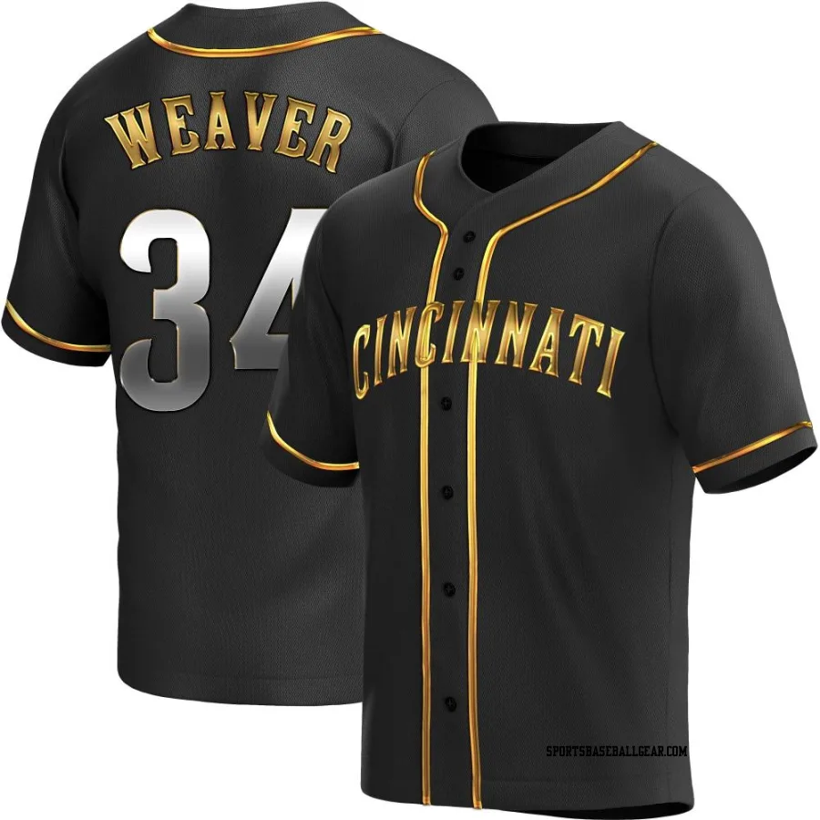 Luke Weaver Men's Cincinnati Reds Black Golden Replica Alternate Jersey