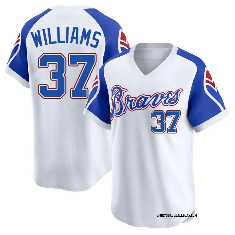Luke Williams Men's Atlanta Braves White Limited Throwback Cooperstown Collection Jersey