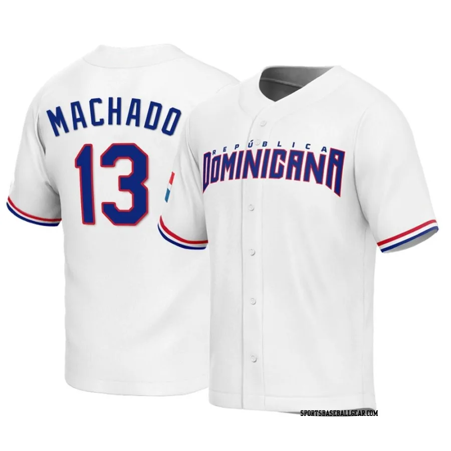 Manny Machado Men's Dominican Republic Baseball White Replica 2023 World Baseball Classic Jersey