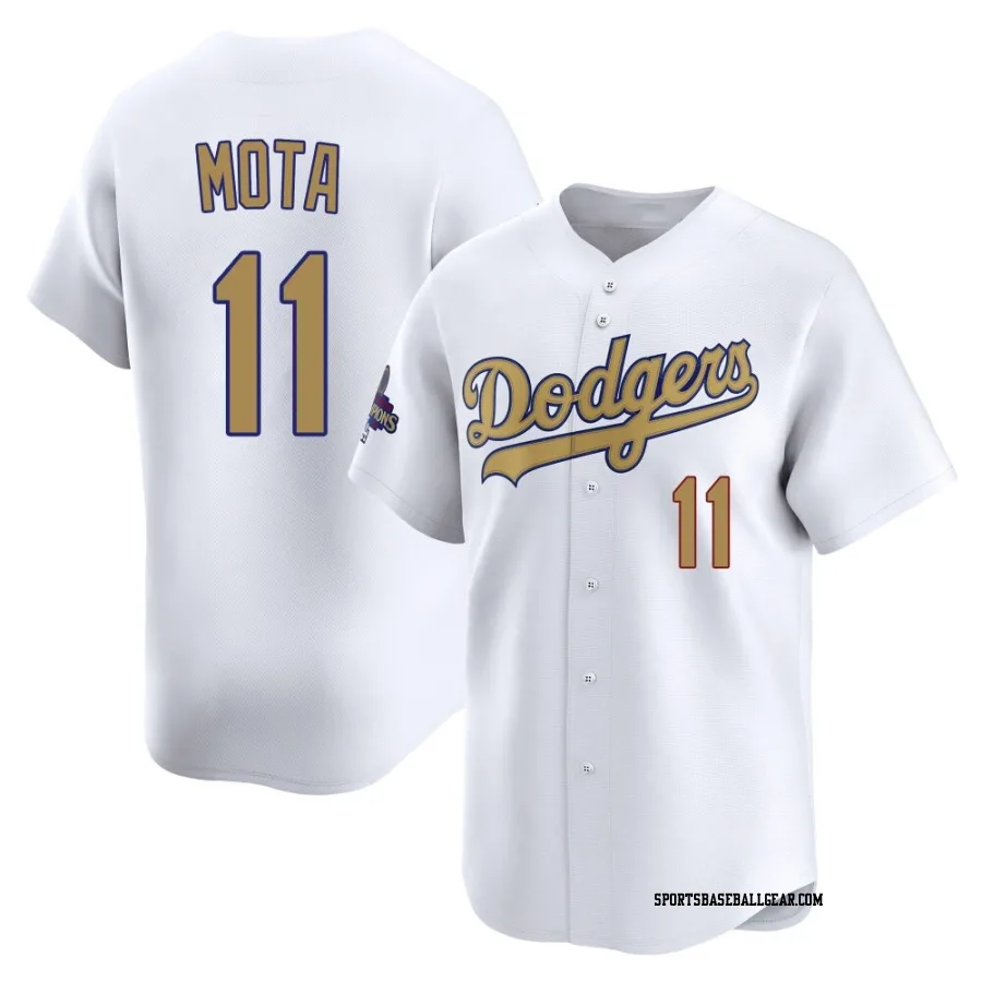 Manny Mota Men's Los Angeles Dodgers Gold Limited White 2025 Collection Jersey