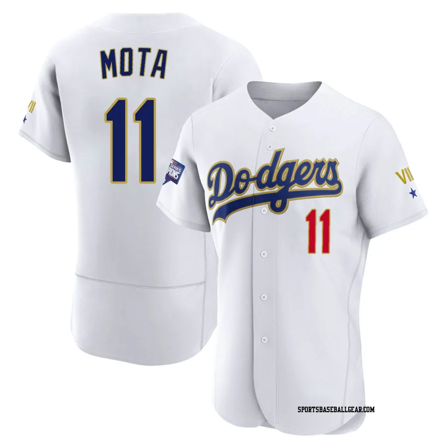 Manny Mota Men's Los Angeles Dodgers White/Gold Authentic 2021 Gold Program Player Jersey
