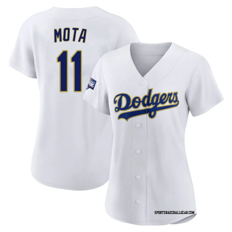 Manny Mota Women's Los Angeles Dodgers White/Gold Authentic 2021 Gold Program Player Jersey