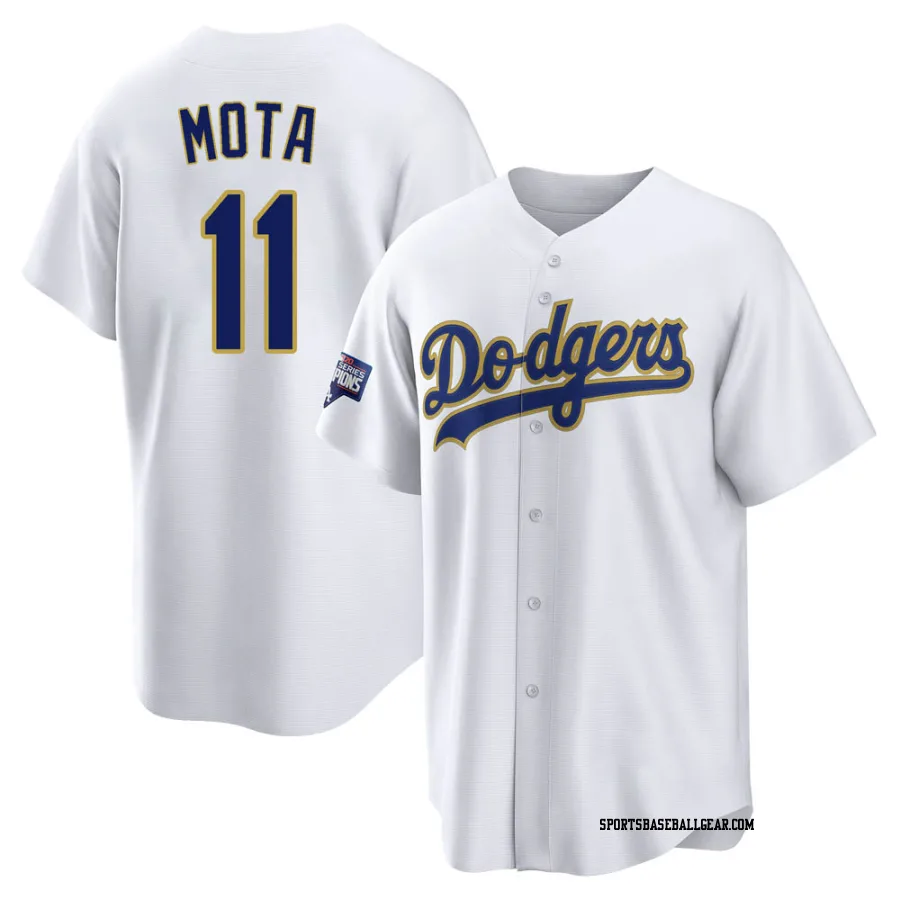 Manny Mota Youth Los Angeles Dodgers White/Gold Replica 2021 Gold Program Player Jersey