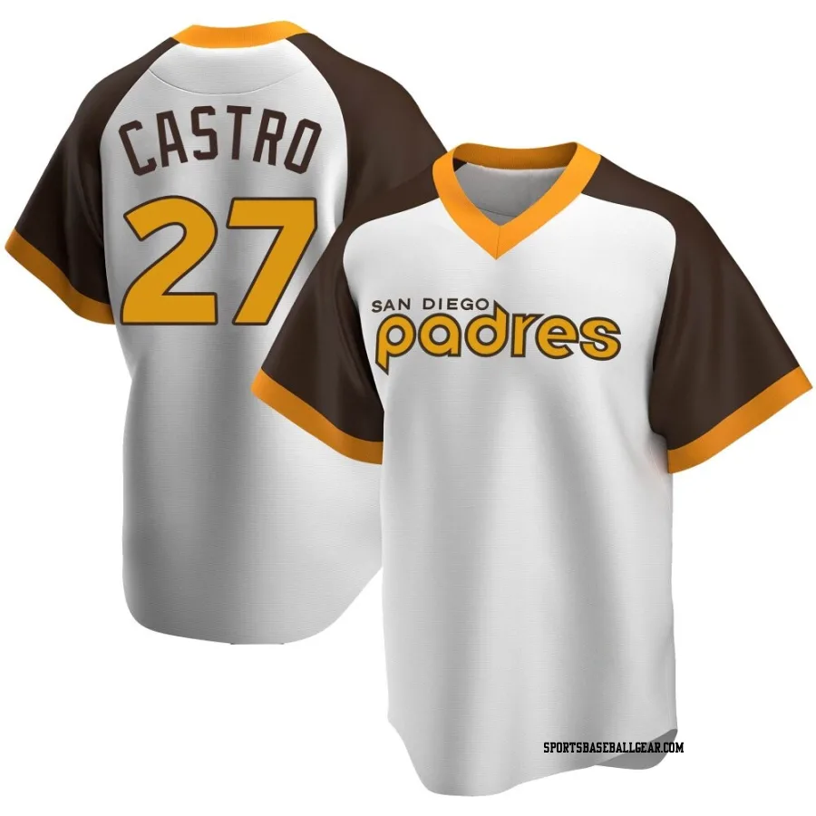 Manuel Castro Men's San Diego Padres White Replica Home Cooperstown Collection Jersey
