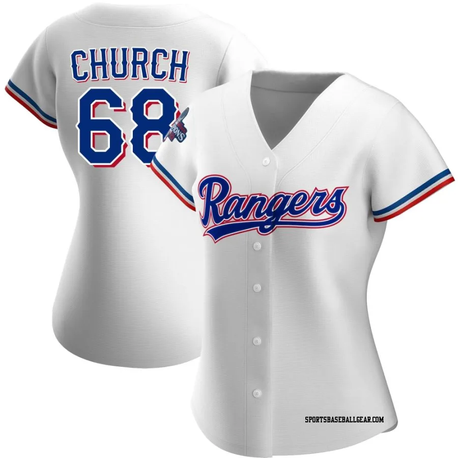 Marc Church Women's Texas Rangers White Replica Home 2023 World Series Champions Jersey