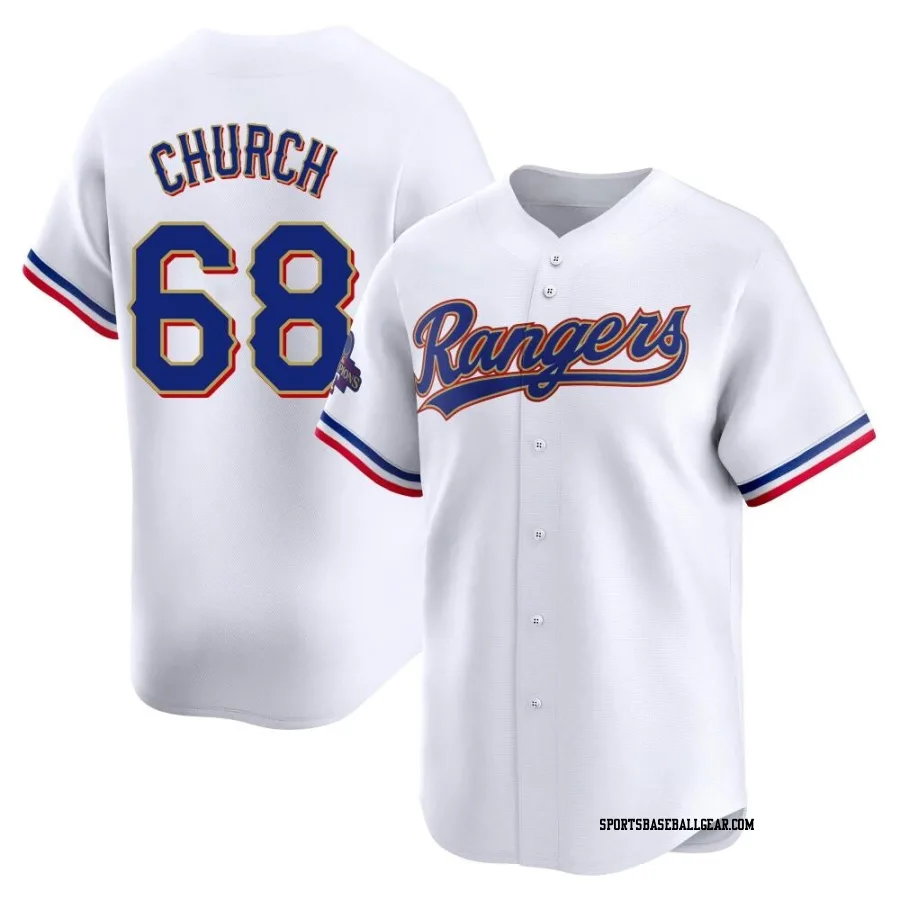 Marc Church Youth Texas Rangers Gold Limited White 2024 Collection Jersey