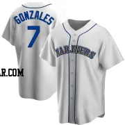 Marco Gonzales Men's Seattle Mariners White Replica Home Cooperstown Collection Jersey