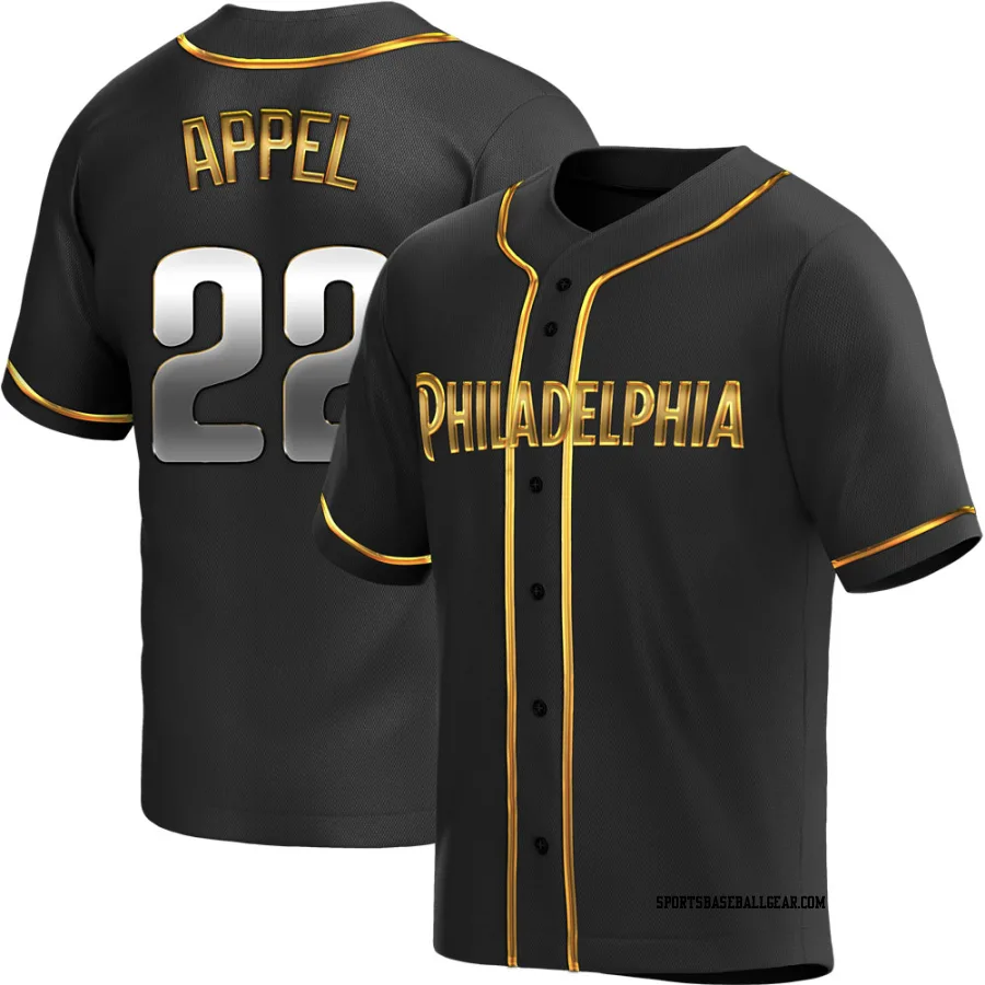 Mark Appel Men's Philadelphia Phillies Black Golden Replica Alternate Jersey