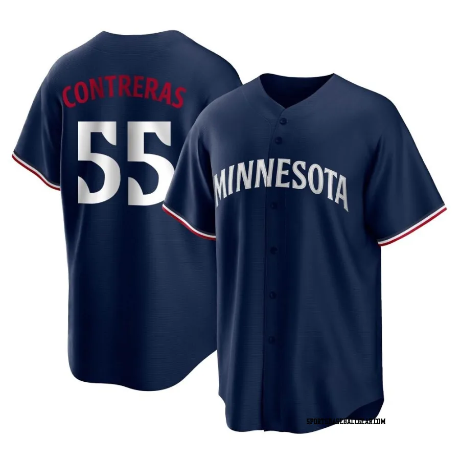 Mark Contreras Youth Minnesota Twins Navy Replica Alternate Jersey