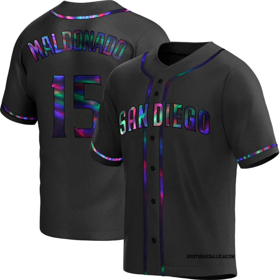 Martin Maldonado Men's San Diego Padres Black Holographic Replica Alternate Jersey