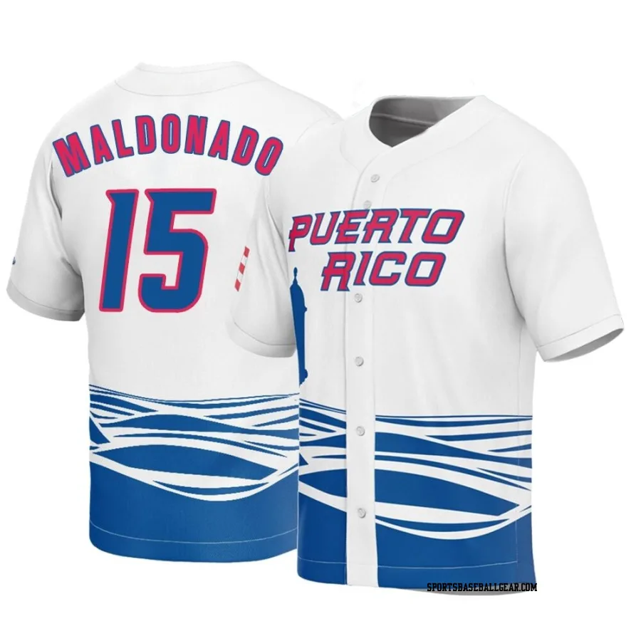 Martin Maldonado Youth Puerto Rico Baseball White Replica 2023 World Baseball Classic Jersey