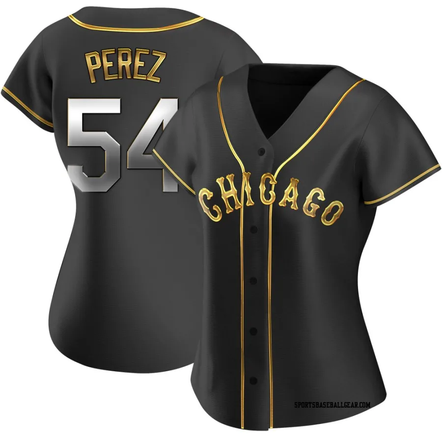 Martin Perez Women's Chicago White Sox Black Golden Replica Alternate Jersey
