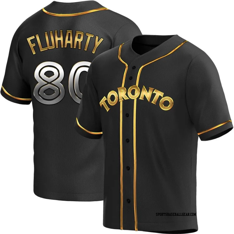 Mason Fluharty Youth Toronto Blue Jays Black Golden Replica Alternate Jersey