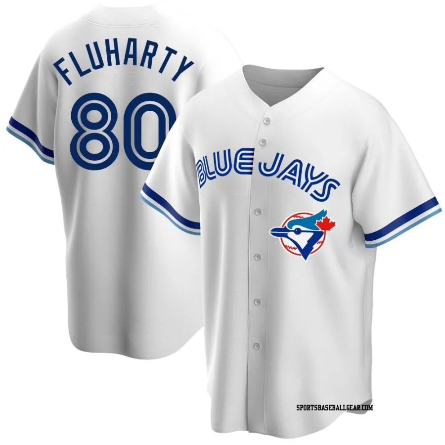 Mason Fluharty Youth Toronto Blue Jays White Replica Home Cooperstown Collection Jersey