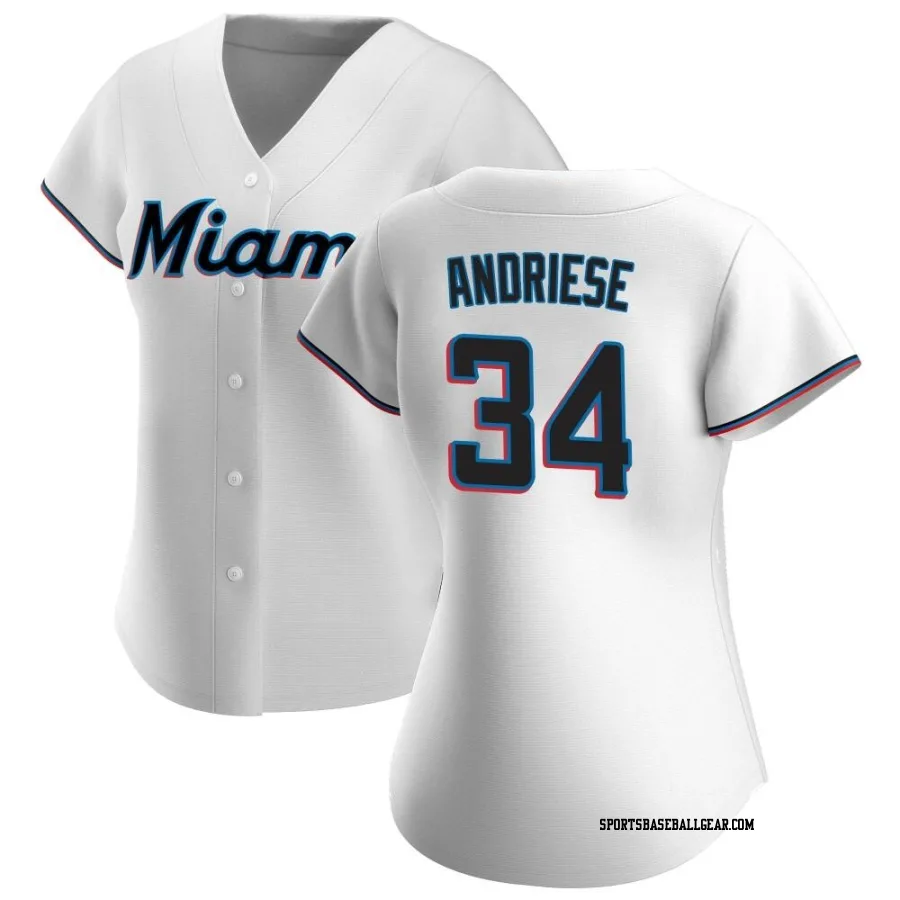 Matt Andriese Women's Miami Marlins White Authentic Home Jersey