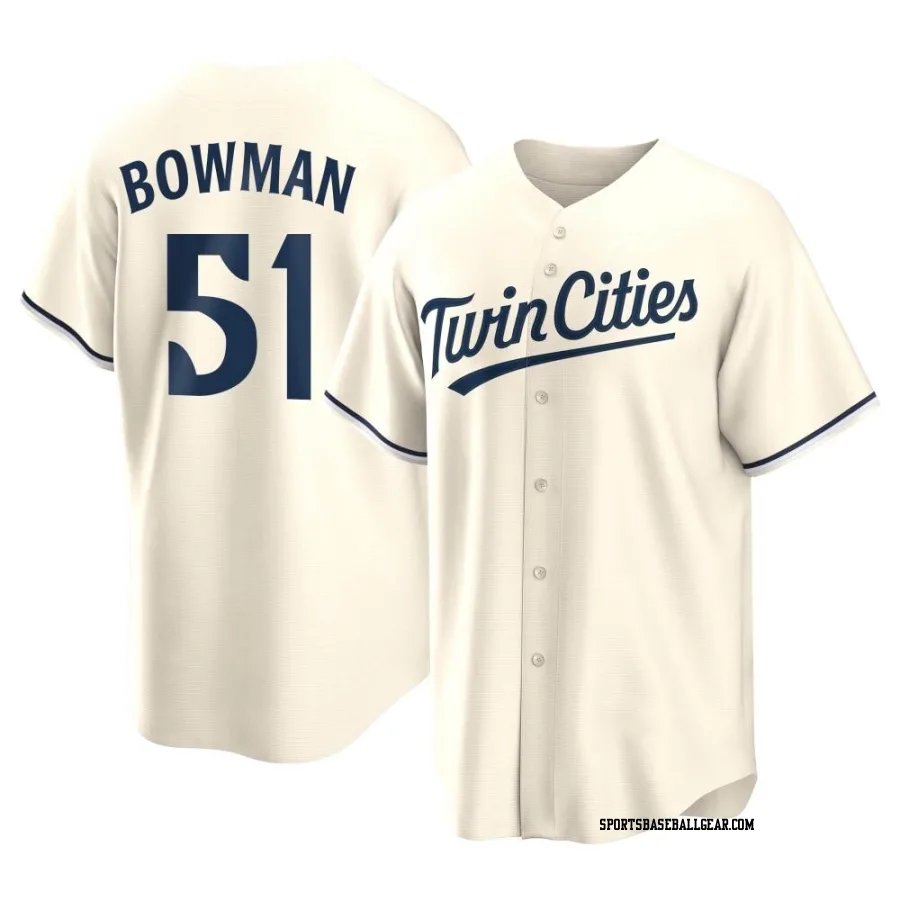 Matt Bowman Men's Minnesota Twins Cream Replica Alternate Jersey