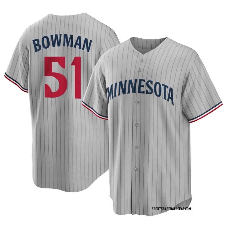Matt Bowman Men's Minnesota Twins Gray Replica Road Jersey