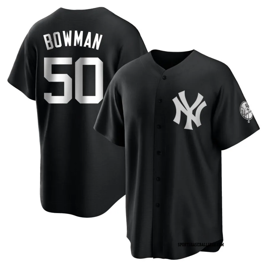 Matt Bowman Men's New York Yankees Black/White Replica Jersey