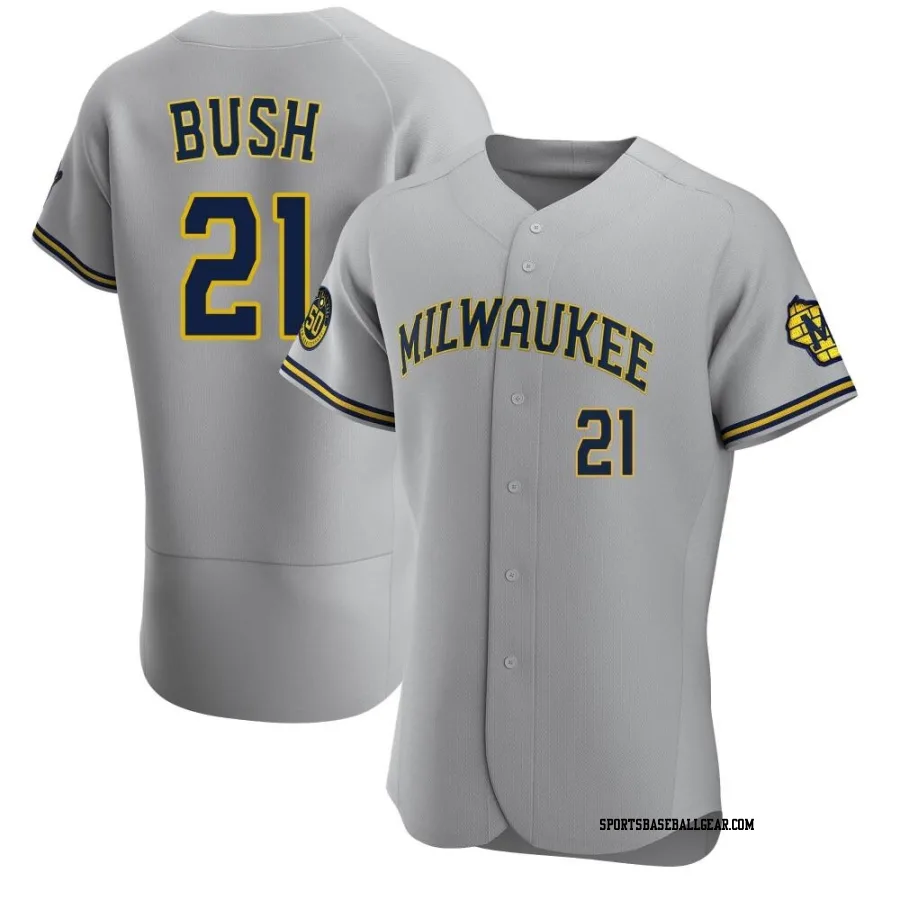 Matt Bush Men's Milwaukee Brewers Gray Authentic Road Jersey