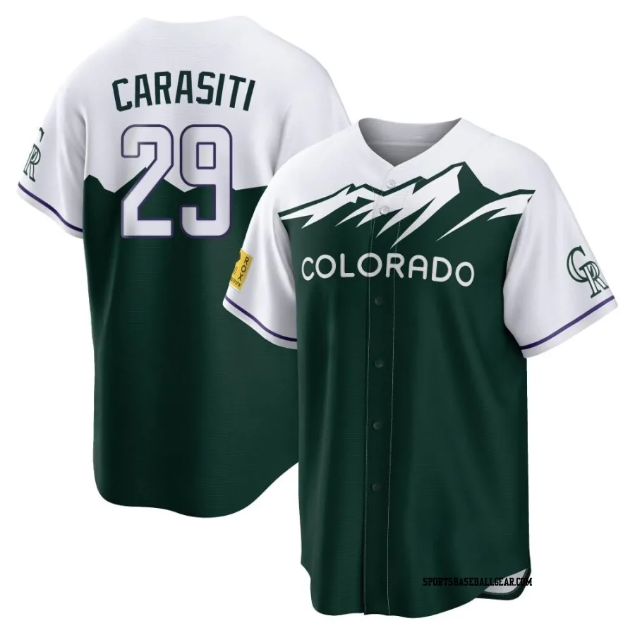 Matt Carasiti Youth Colorado Rockies Green Replica 2022 City Connect Jersey