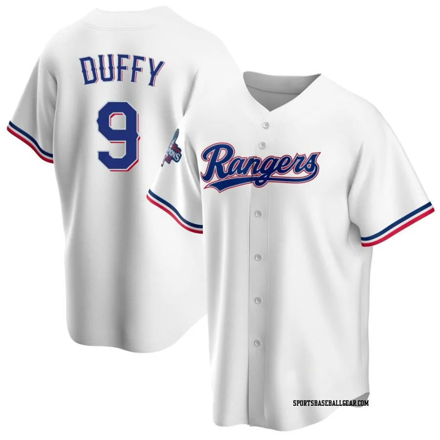 Matt Duffy Men's Texas Rangers White Replica Home 2023 World Series Champions Jersey