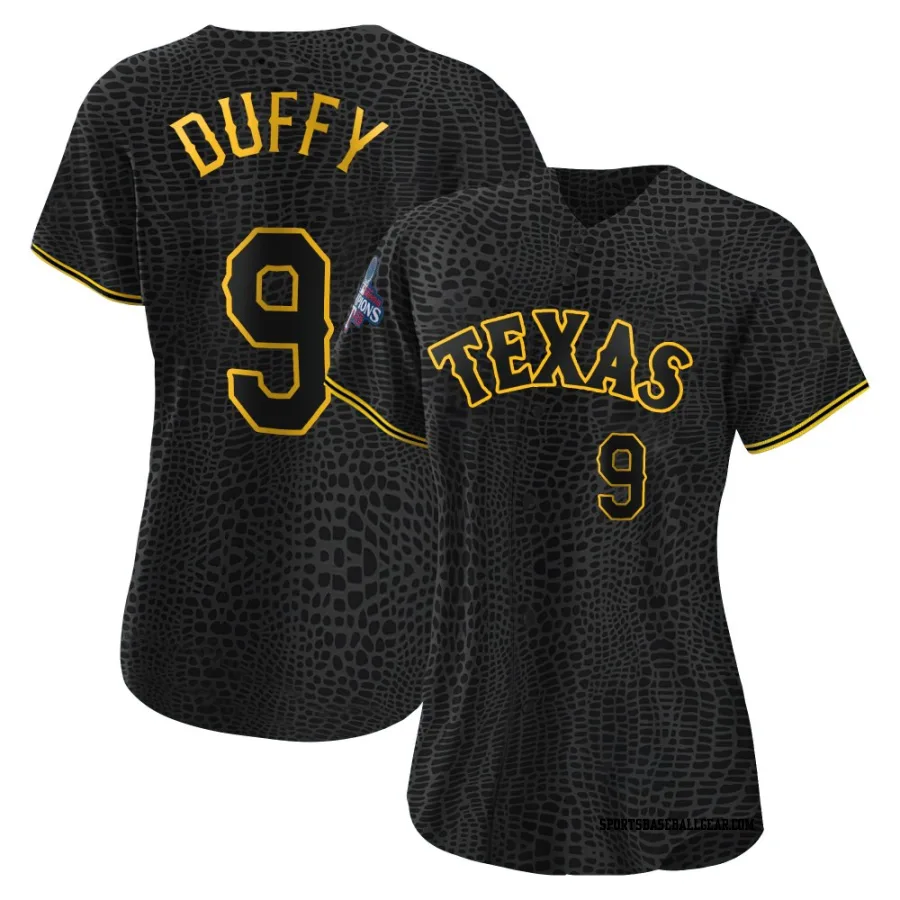 Matt Duffy Women's Texas Rangers Black Authentic Snake Skin City 2023 World Series Champions Jersey
