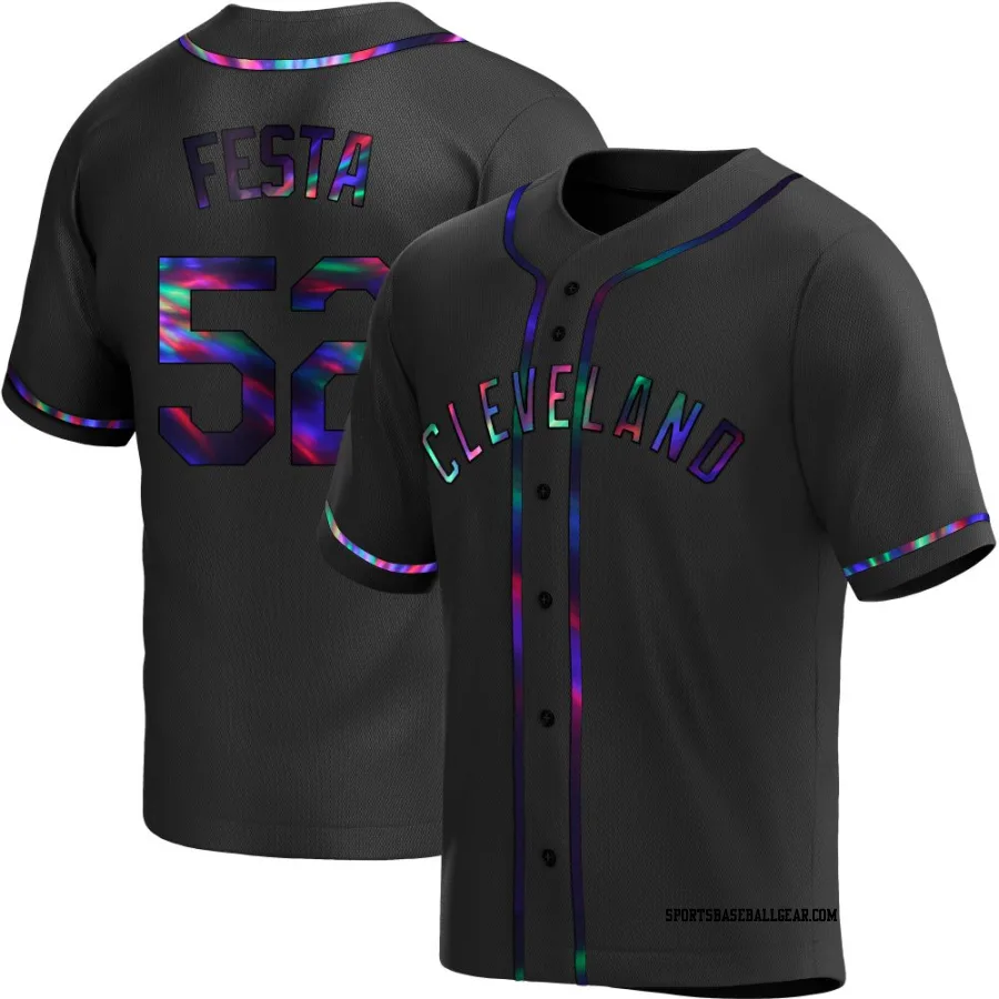Matt Festa Men's Cleveland Guardians Black Holographic Replica Alternate Jersey