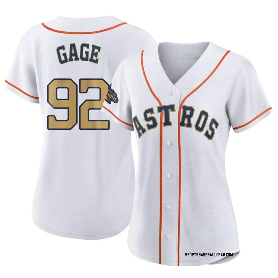 Matt Gage Women's Houston Astros Gold Replica White 2023 Collection Jersey