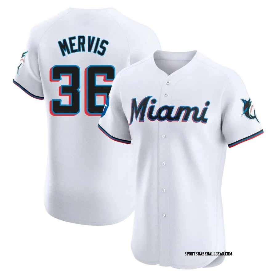 Matt Mervis Men's Miami Marlins White Elite Home Patch Jersey