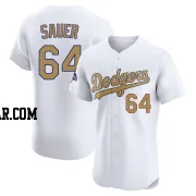 Matt Sauer Men's Los Angeles Dodgers Gold Elite White 2025 Collection Jersey