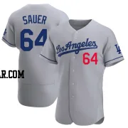 Matt Sauer Men's Los Angeles Dodgers Gray Authentic Away Jersey