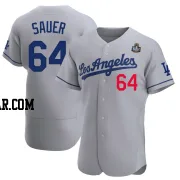 Matt Sauer Men's Los Angeles Dodgers Gray Authentic Away Official 2024 World Series Jersey