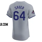 Matt Sauer Men's Los Angeles Dodgers Gray Elite Road World Series Champions Jersey