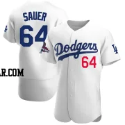 Matt Sauer Men's Los Angeles Dodgers White Authentic Home Official 2024 World Series Champions Jersey