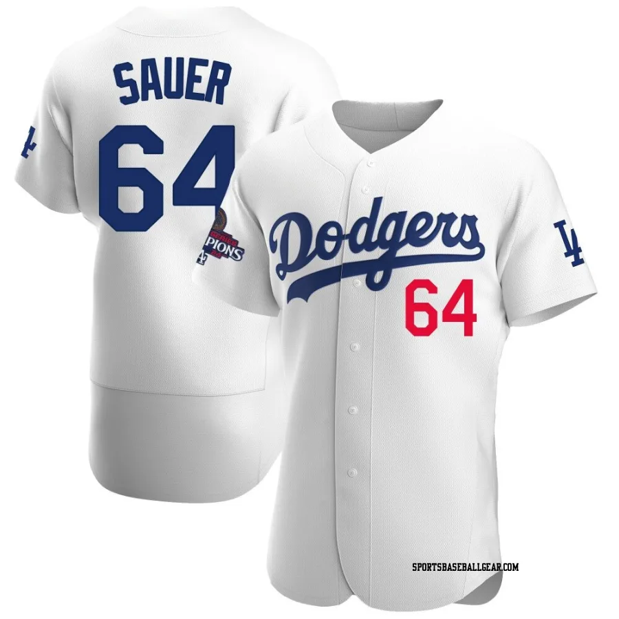 Matt Sauer Men's Los Angeles Dodgers White Authentic Home Official 2024 World Series Champions Jersey