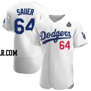 Matt Sauer Men's Los Angeles Dodgers White Authentic Home Official 2024 World Series Jersey
